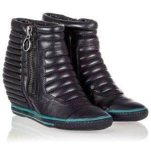 Ash Biker Eternal Wedge Moto Quilted Leather Zip Shoes Booties Sneakers 8